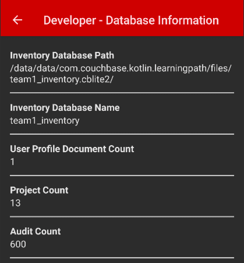 Developer - Database Information